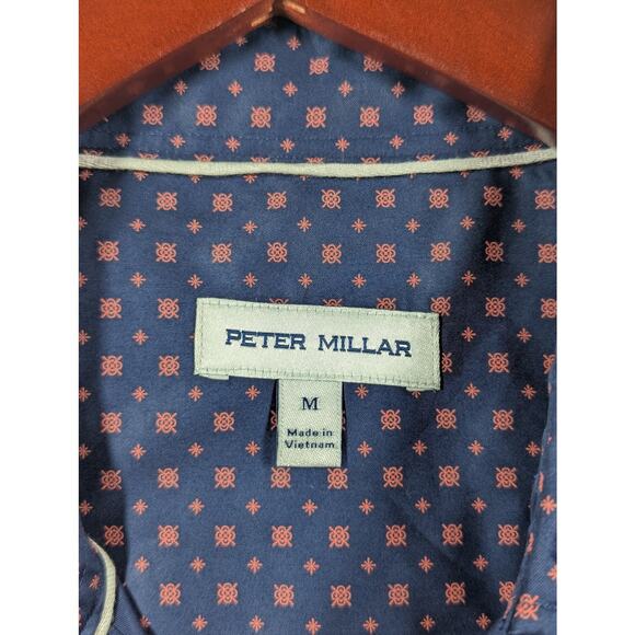 Peter Millar Palmico Neat Short Sleeve Cotton Button Up Shirt Size MEDIUM Rose - Picture 2 of 6